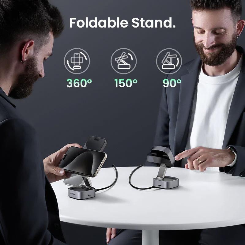 Qi2 Magnetic Wireless Charger Stand β 2-in-1 Fast Charging Dock for iPhone & AirPods