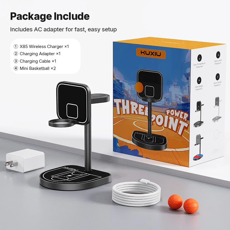 3-in-1 Magnetic Basketball Wireless Charger