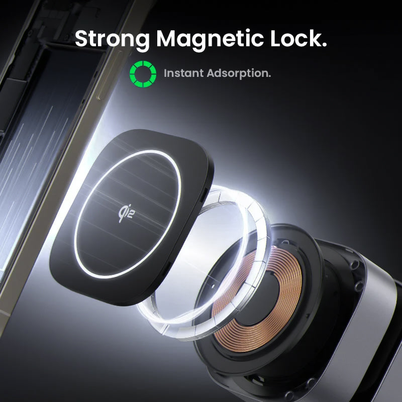 Qi2 Magnetic Wireless Charger Stand – 2-in-1 Fast Charging Dock for iPhone & AirPods