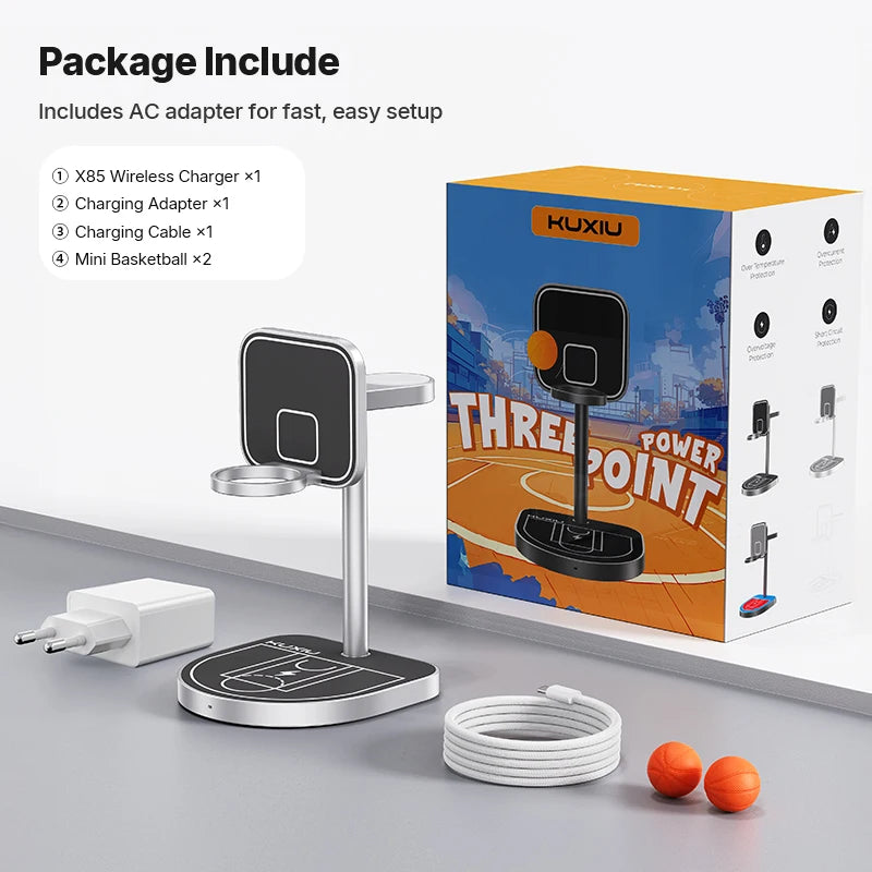 3-in-1 Magnetic Basketball Wireless Charger