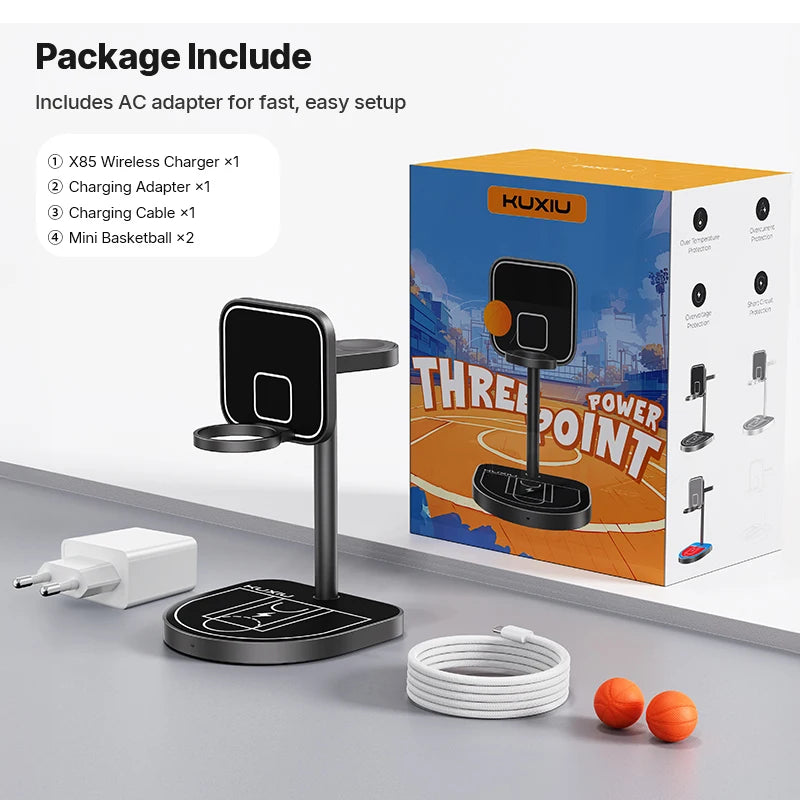 3-in-1 Magnetic Basketball Wireless Charger