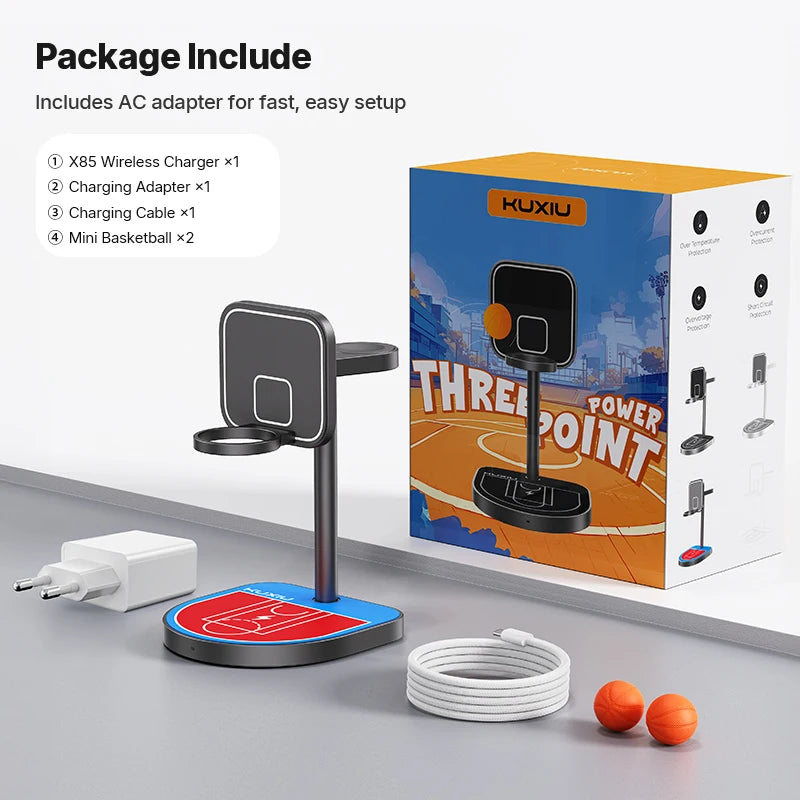 3-in-1 Magnetic Basketball Wireless Charger