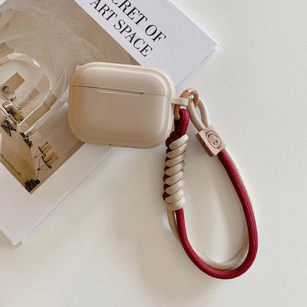 Elegant Silicone AirPods Case with Woven Leather Strap