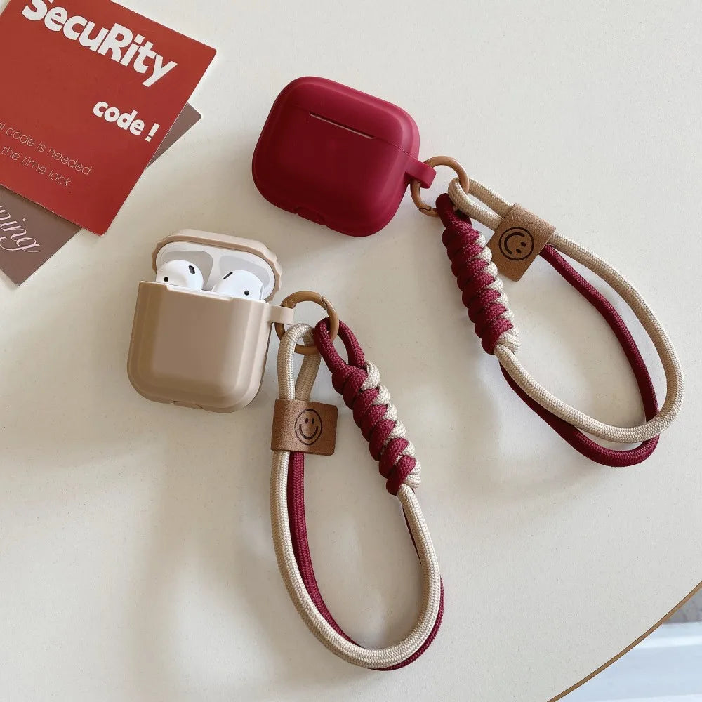Elegant Silicone AirPods Case with Woven Leather Strap