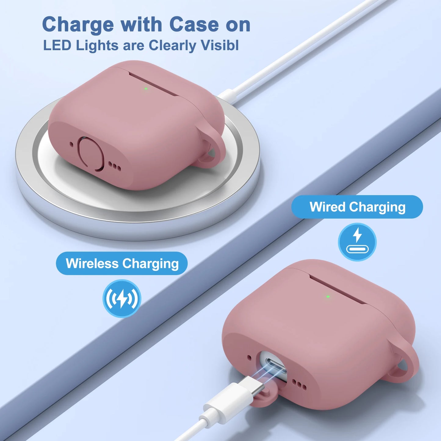 Soft Silicone Protective Case for AirPods 4 – With Strap & Clip