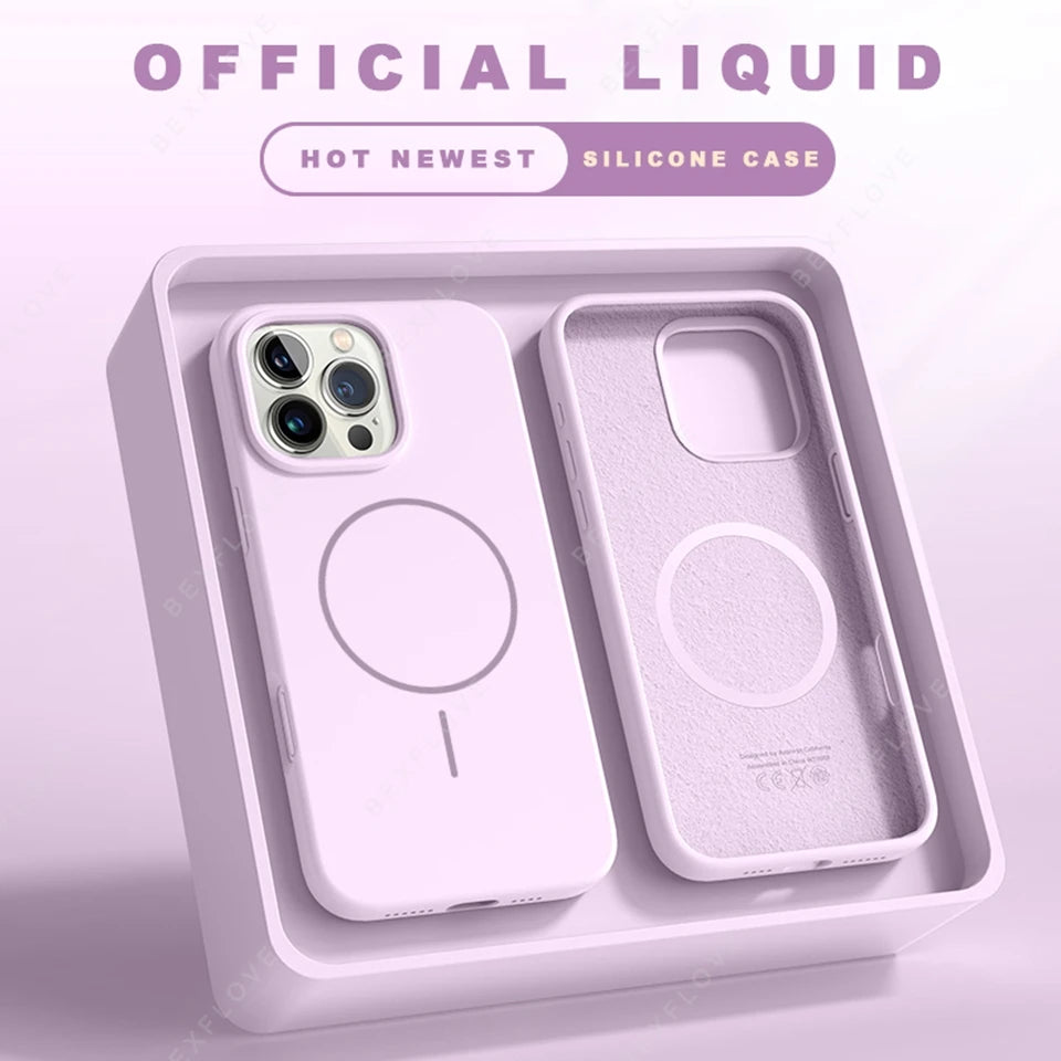 Magnetic Silicone Case with Lanyard for iPhone 11–16 Pro Max (MagSafe Compatible)