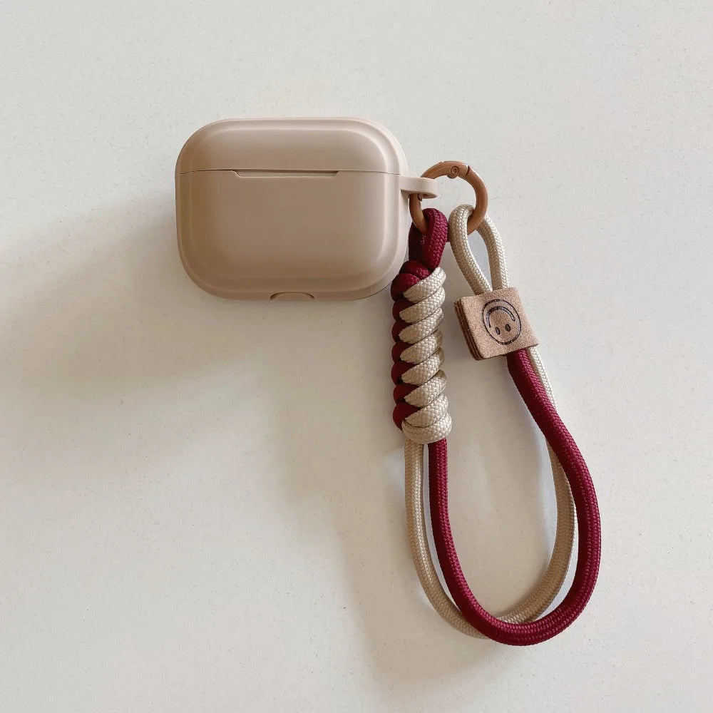 Elegant Silicone AirPods Case with Woven Leather Strap