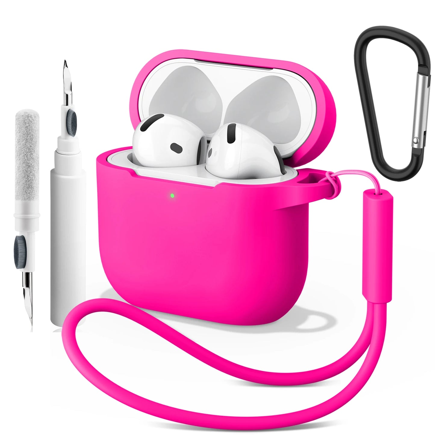 Soft Silicone Protective Case for AirPods 4 – With Strap & Clip