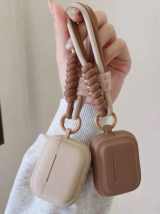 Silicone AirPods Case with Braided Hand Strap – Minimalist Design