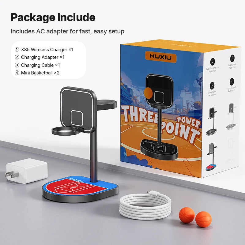 3-in-1 Magnetic Basketball Wireless Charger