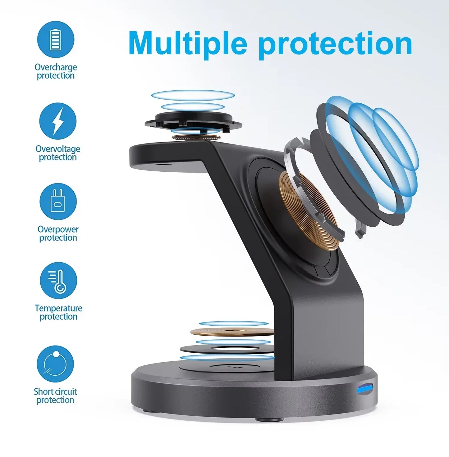 3‑in‑1 Magnetic Wireless Charging Station for iPhone, Watch & AirPods