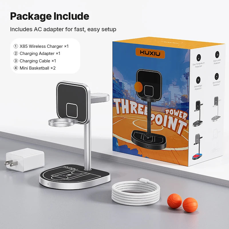 3-in-1 Magnetic Basketball Wireless Charger