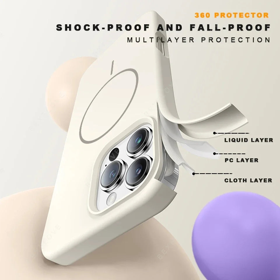 Magnetic Silicone Case with Lanyard for iPhone 11–16 Pro Max (MagSafe Compatible)