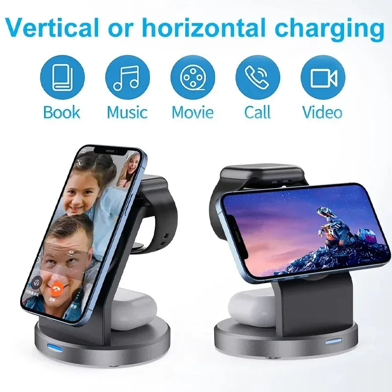 3‑in‑1 Magnetic Wireless Charging Station for iPhone, Watch & AirPods
