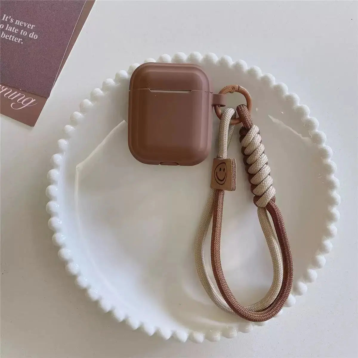 Silicone AirPods Case with Braided Hand Strap – Minimalist Design