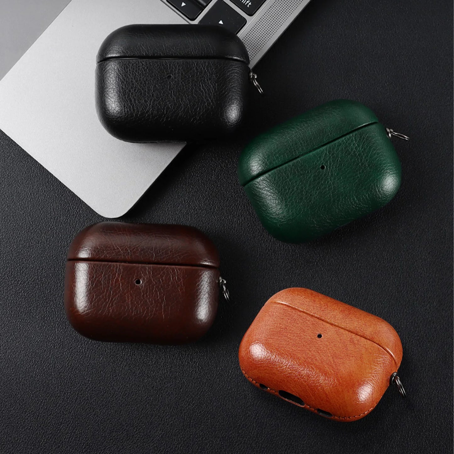 Premium Leather Case for AirPods Pro 2 – Handmade with Dual Hooks